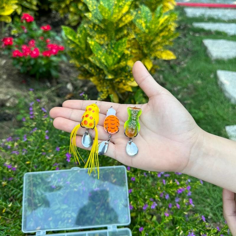 Combo mồi lure 5 con nhái hơi mini câu cá lóc Ca Fish Fishing Bắt Cá Đi Câu