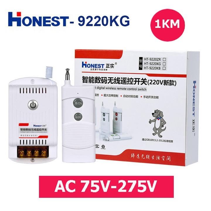 Bộ Công Tắc Điều Khiển Từ Xa 220v Honest HT-9220KG 40A-1Km Công Suất 40A/220V bật tắt máy bơm nước máy rửa xe 0
