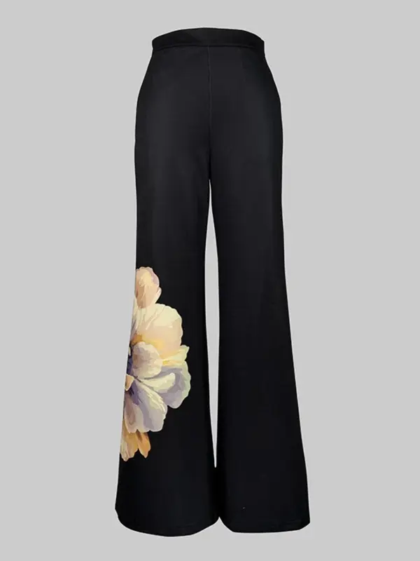 Women's Floral Print Flare Leg Pants, Elegant High Waist Bell Bottom Trousers for Daily Wear, Ladies Bottoms for All Seasons 2