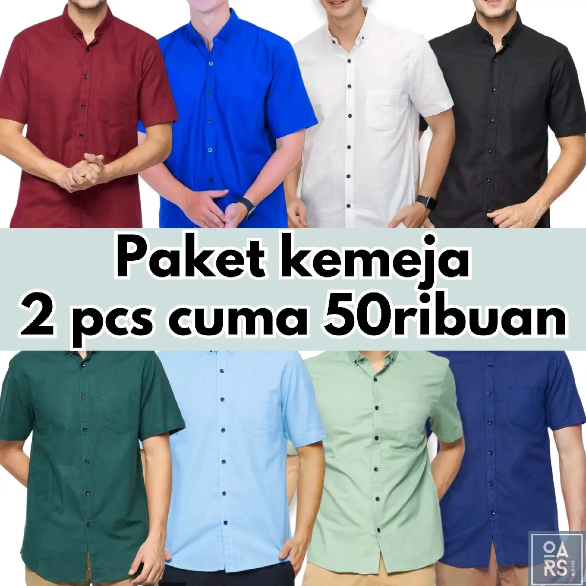 PAKET KEMEJA 2 PCS CUMA 50 RIBUAN KEMEJA PRIA POLOS LENGAN PENDEK HEM COWOK PAKAIAN BAJU LAKI LAKI SLIMFIT CASUAL BAHAN KATUN ADEM HALUS Abu Army Biru Dewasa Hijau Hitam Lembut Maroon