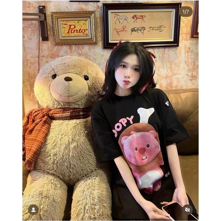 Áo phông Loopy chất cotton su form rộng tay lỡ