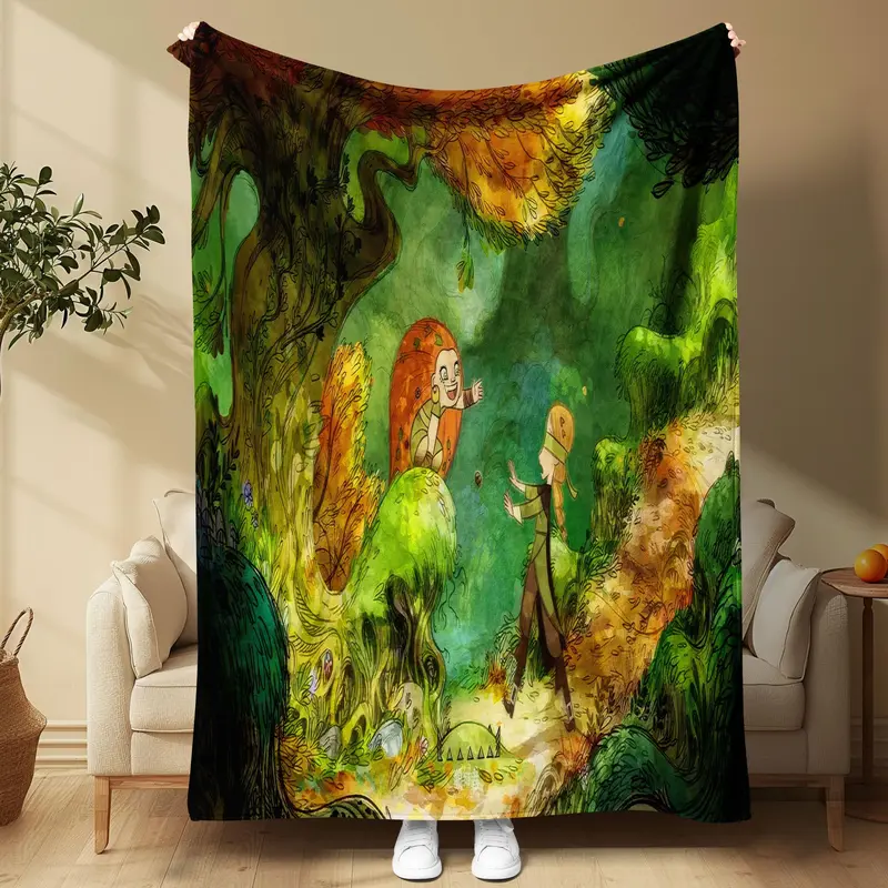 Cartoon Pattern Blanket, Soft Warm Throw Blanket, Air-conditioned Room Blanket, Warm Nap Blanket for Home Office Travel 0