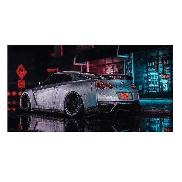 Product Introduction of Peta Seni Dinding Kereta Lumba Sukan, Nissan Skye GTR R34 Kenderaan, Lukisan Kanvas, Poster Kereta ercar, Sesuai untuk Hiasan Lelaki Ruang Tamu 9