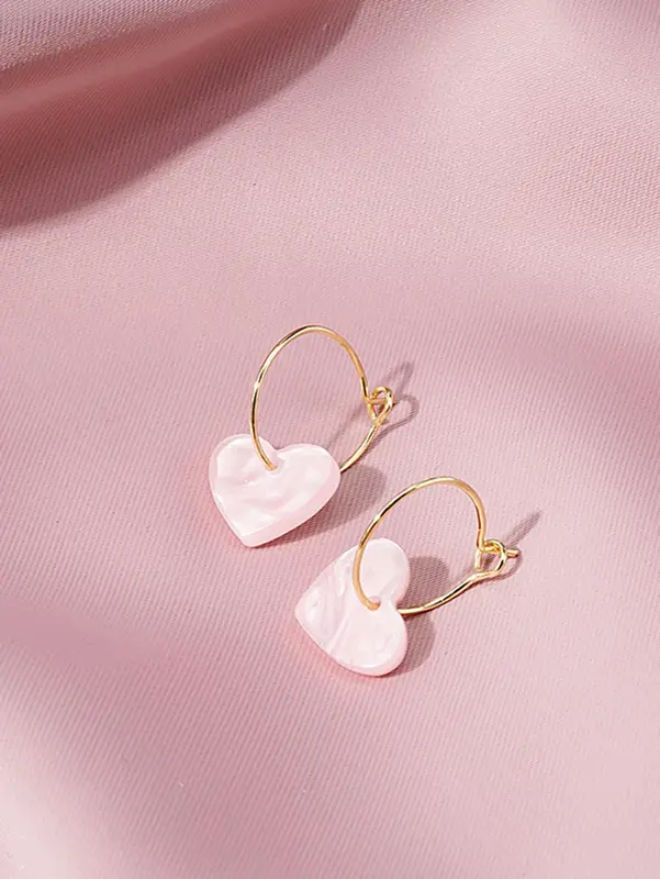 Women's 1 Pair Heart Hoop Earrings, Valentine's Day, Gift 1