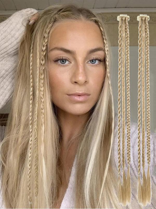 22 Inch Long Synthetic Hair Braids (2pcs), 6 Braids Natural Curly Hair Extensions for Women, Synthetic Hair Braids for Daily & Party Use 0