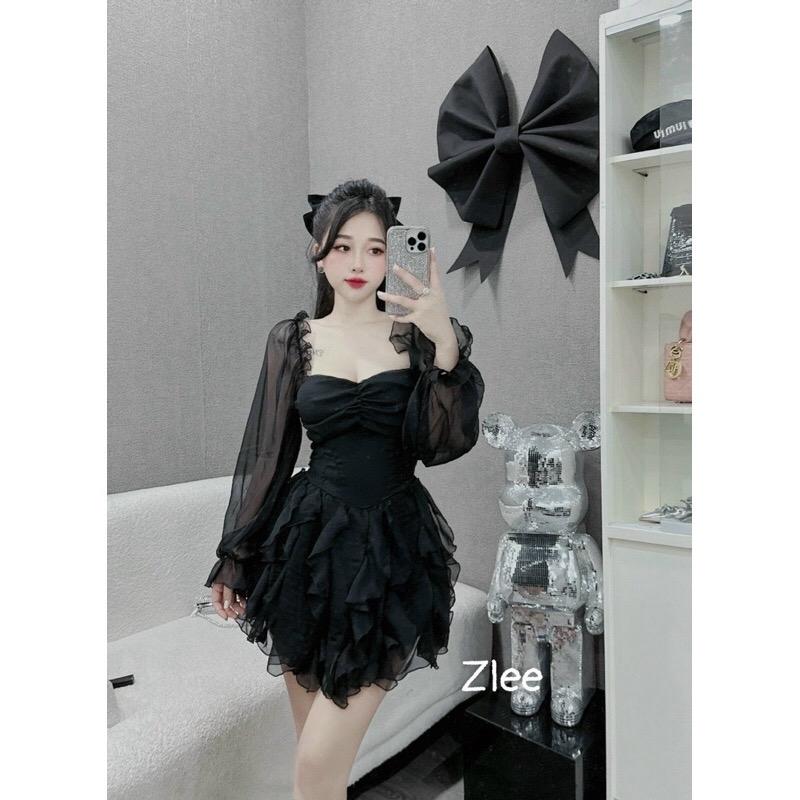 váy tơ cúp ngưc tay dài siêu xinh 3