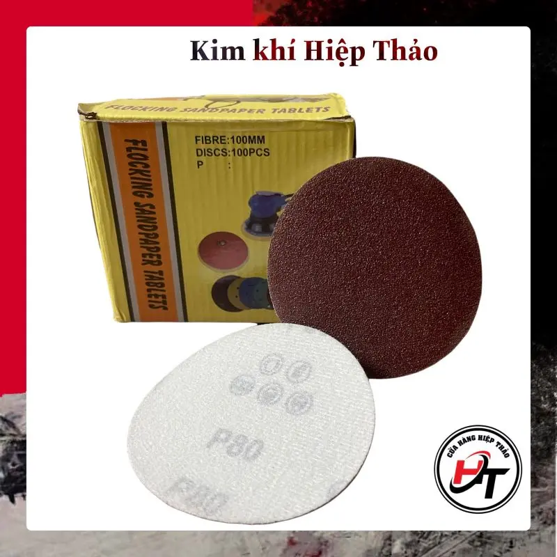 Giấy nhám tròn mịn thô chà gỗ giấy ráp dính 100mm GNT-100