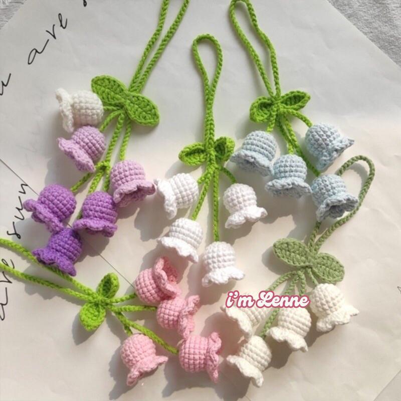 Móc khóa len hoa tulip tự làm bằng len handmade I'M LENNE móc chìa khoá xe máy, treo balo, thời trang trang trí xe ô tô, nhà cửa