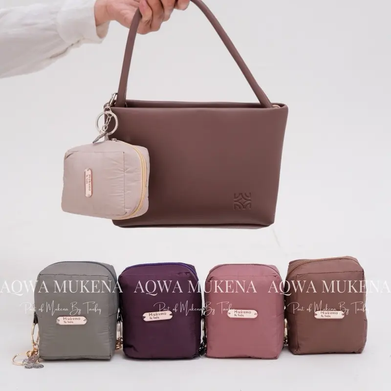 Mukena Calista Series By Mukena by Taufiq | Mukena Travel Mini Parasut Premium Polos | Mukena Travel Pouch Model 2in1 Resleting Dagu Nyaman Sajadah Atasan Lembut 1