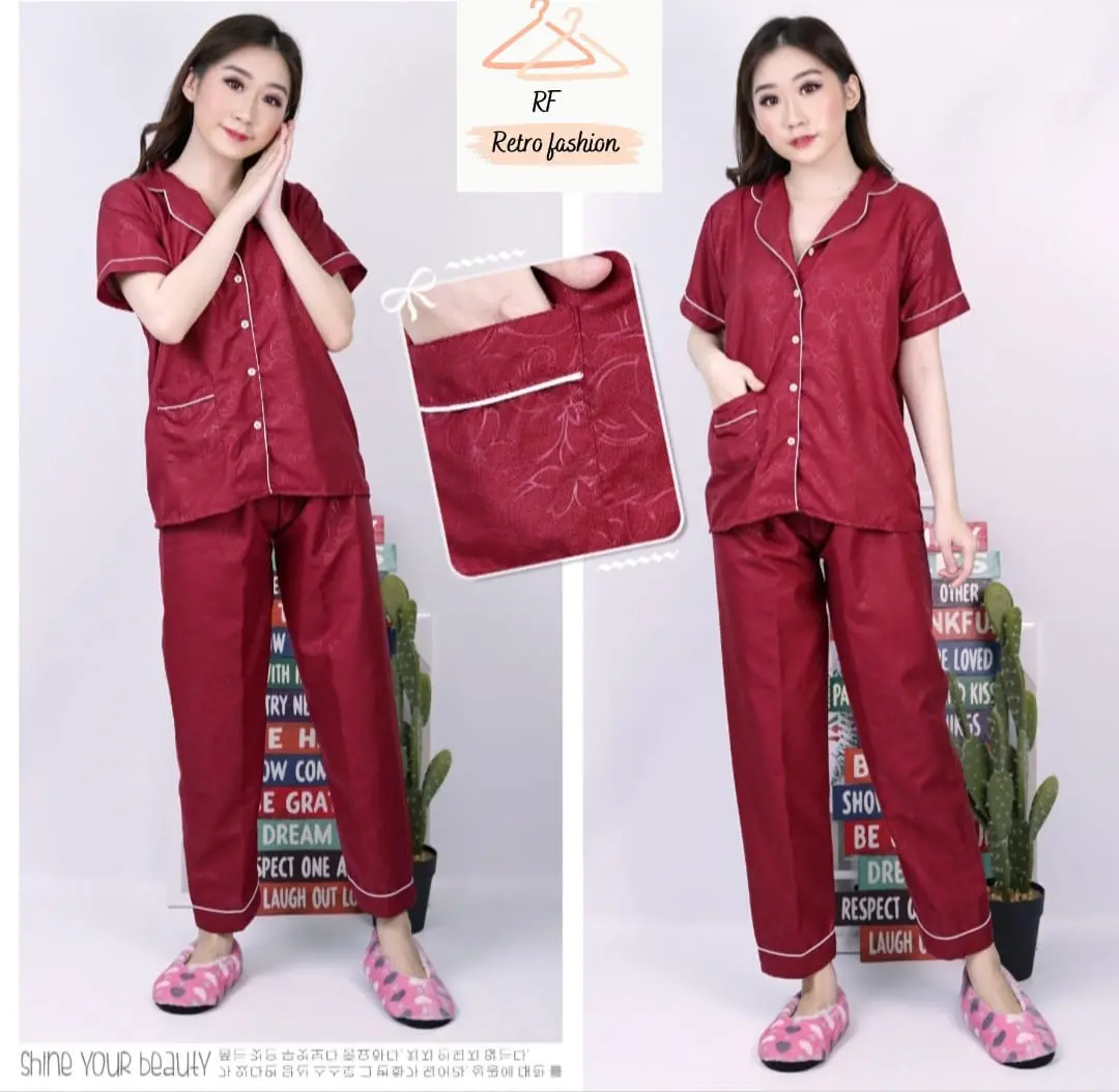 Baju Tidur Embos Wanita / Setelan Wanita tidur motif Batik / Piyama Dewasa / Piyama ABG