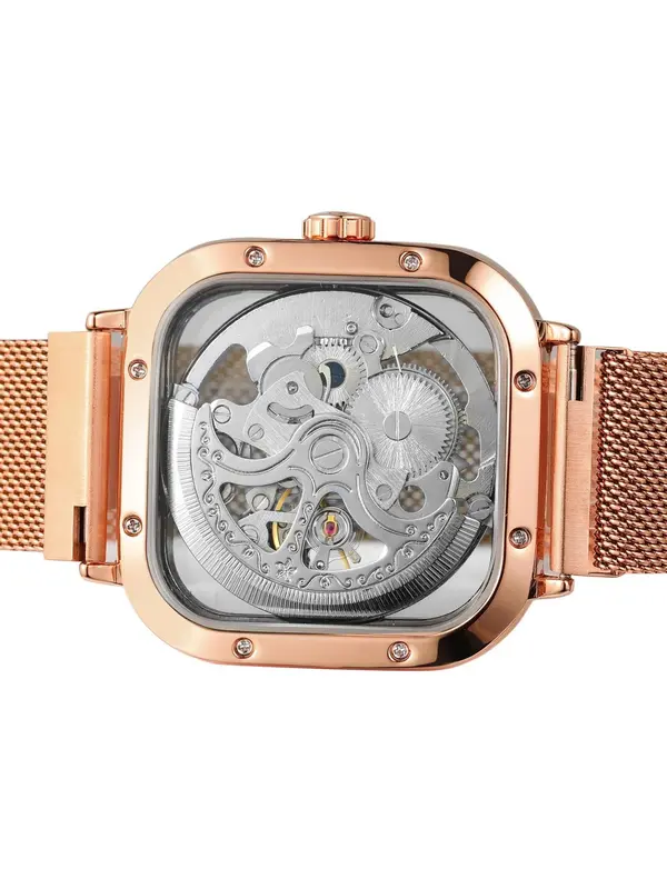 Men's Business Fashion Skeleton Mechanical Watch, Fashion Watch for Party, Daily Clothing Decor, Trendy All-match & Exquisite Watch for Birthday Gift with Box 5