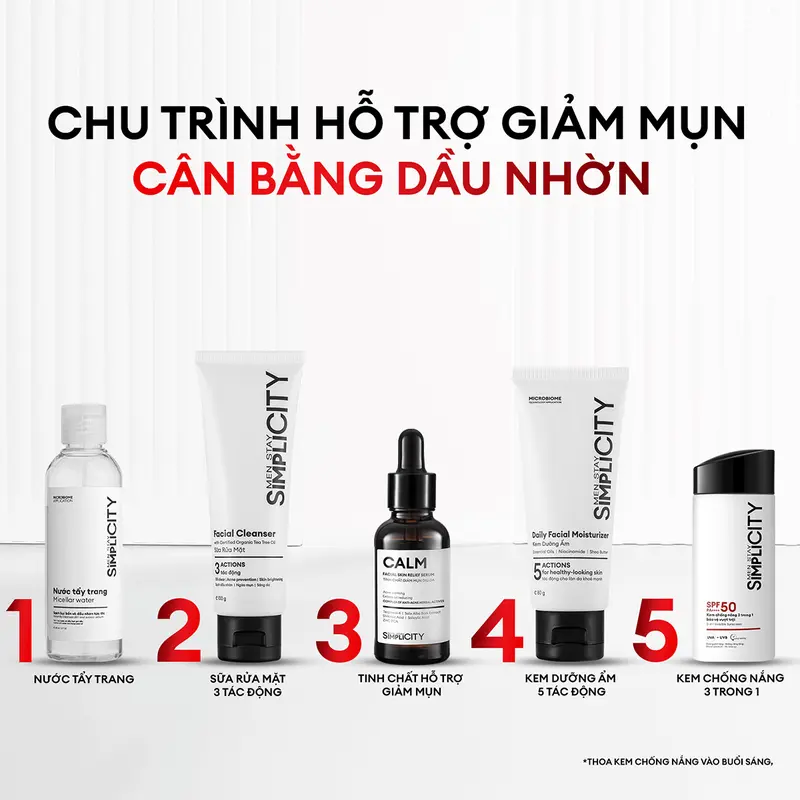 Bộ sản phẩm hỗ trợ chăm sóc da mụn nhẹ & vừa cho nam Men Stay Simplicity Acne Relief Skincare Trio gồm: Sữa rửa mặt 100g, Serum Calm 30ml & Kem dưỡng ẩm 80g 6