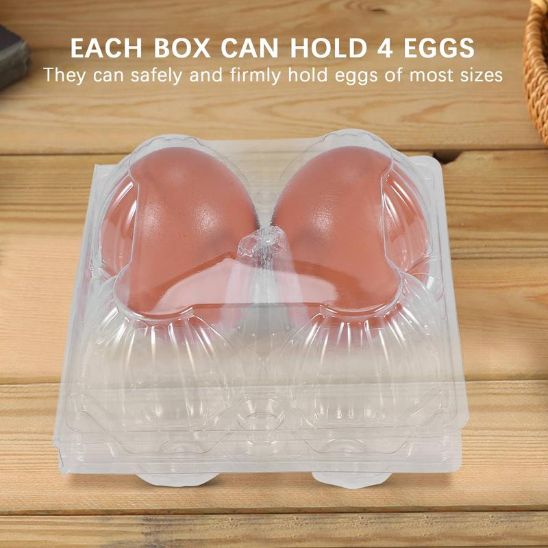 50Pcs Plastic Egg Cartons Bulk Clear Chicken Egg Tray Holder for Family Pasture Chicken Farm Business Market- 4 Grids 4
