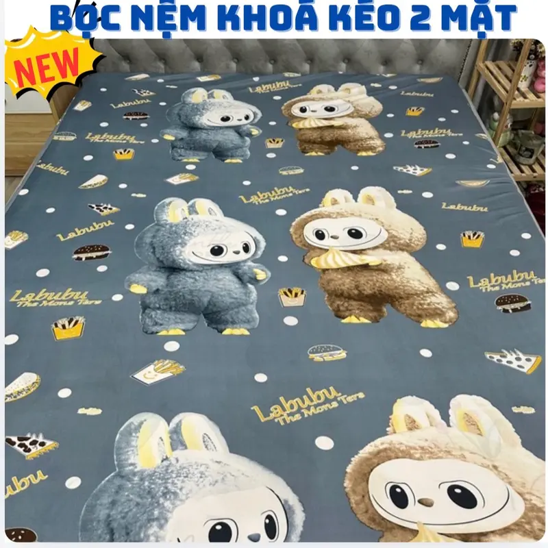 Áo bọc nệm khóa kéo 2 mặt thun lạnh in 3D sắc nét mẫu hoạt hình hottrend 2