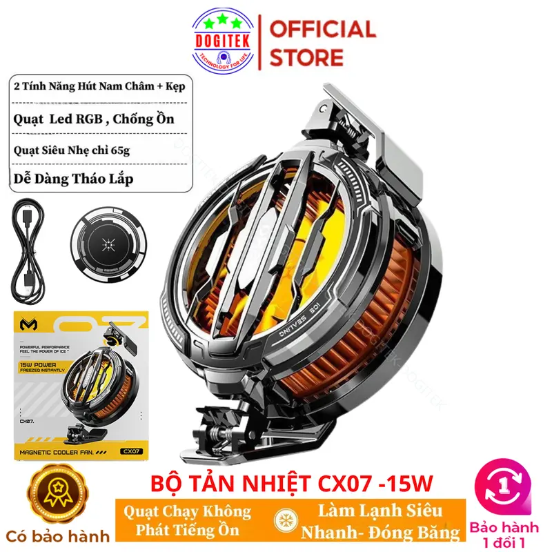 Quạt tản nhiệt điện thoại sò lạnh Memo & DOGITEK CX07 thế hệ mới, làm lạnh đóng băng công suất cao 15W, bảo vệ điện thoại, tăng hiệu suất chơi game 0