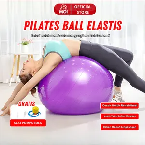MOI Pilates Ball 65/75cm Elastis / Gym Ball Free Pompa / GymBall lbu Hamil  Bola Yoga Alat Merenggangkan Otot dan Sendi Tubuh / Cocok untuk Olahraga Yoga di Rumah
