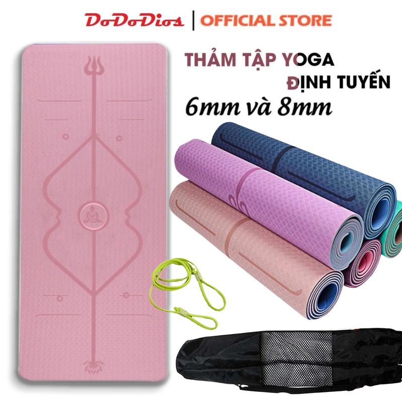 Thảm Tập Yoga Định Tuyến - Thảm Yoga Siêu Bền, Sắc Nét - CHỌN MÀU - Độ Dày 6-8mm, Êm Ái - Chất Liệu Thân Thiện Với Môi Trường - Chính Hãng Dododios Cao Su Sport Tập Gym Thể Dục