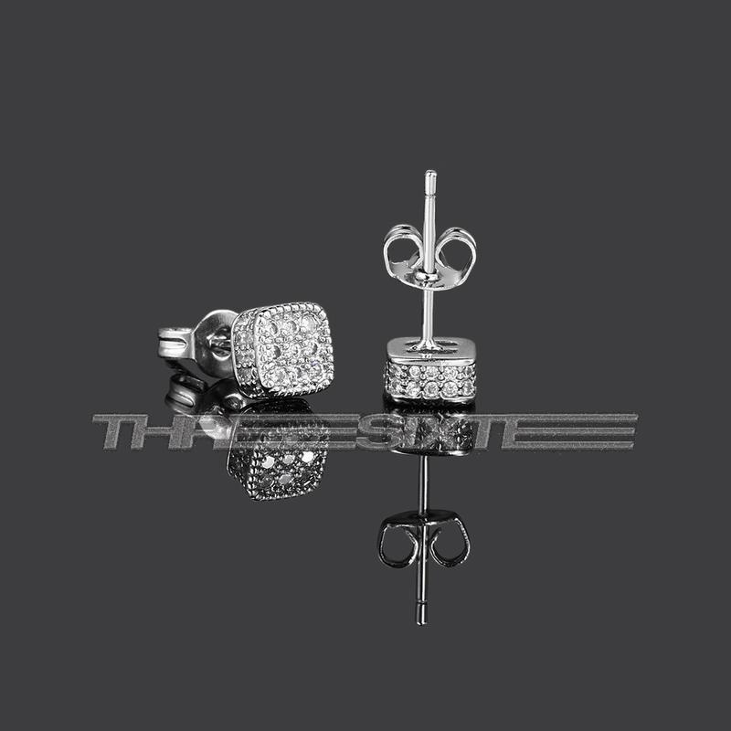 Y2K ThreeSixtee Sparkle V2 Iced Bling 5MM Stud Earrings For Men / Women Zircon Stone Hypo-Allergenic Hypoallergenic Square 0