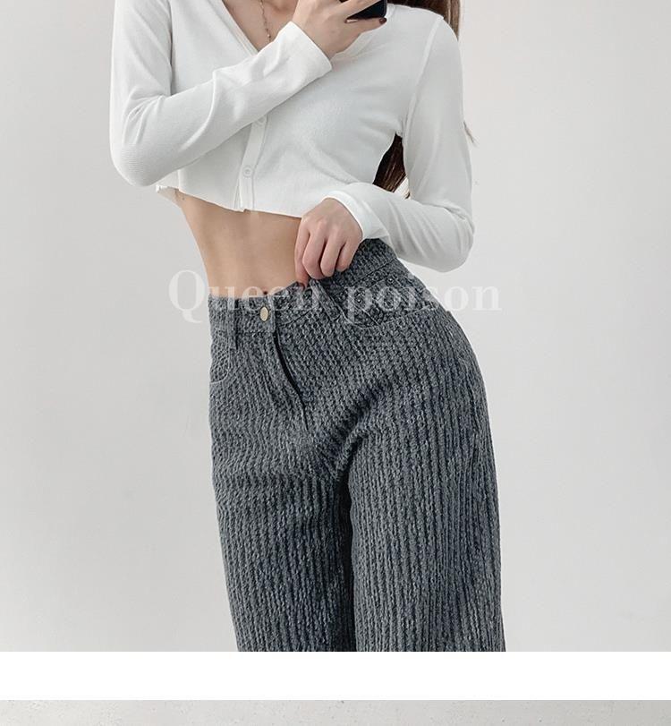 Product Introduction of Quần Dài Jean Cảm Giác Không Khí, Dệt Cổ Điển, Dành Cho Phụ Nữ, Dáng Rộng, Kiểu thụng Thẳng, Quần quét đất Nhà, Bó Sát, Cạp Cao, Phong Cách Thường Ngày Quần Ống Rộng, Ý Tưởng Quà Tặng Tuyệt Vời Women 31