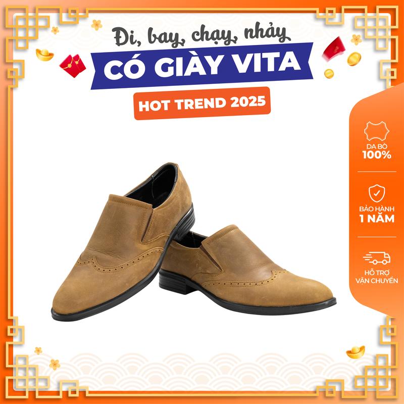  Giày Tây Nam VT1180 - Da Bò Cao cấp - Đế Cao Su 3cm Vita Bamboo – Phong Cách Quý Ông Sự Lựa Chọn Lý Tưởng Cho Mọi Dịp 