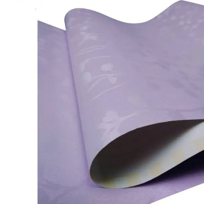 Wallpaper Dinding Ungu Polos Bertekstur Salur Daun Mewah Elegan Modern Kekinian Terbaru Kertas Pvc 3
