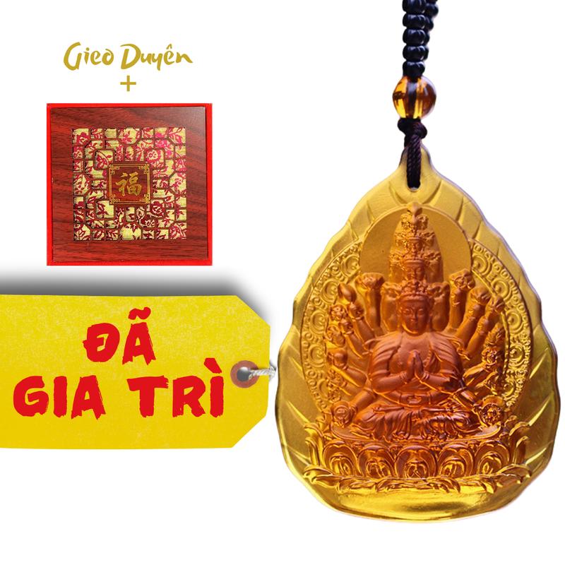 Dây Chuyền Thiên Thủ Thiên Nhãn Bồ Tát Màu Hổ Phách – Bổn Mạng tuổi Tý (Chuột), Tịnh Vân An Nhiên Shop, Mặt Đá Lưu Ly Nhân Tạo Cao Cấp 4x5cm, Đường Nét Tinh Xảo, Biểu Tượng Nhân Ái, Lòng Từ Bi, An Lạc, Trang Sức Phật Giáo [Gieo Duyên Trong Live]