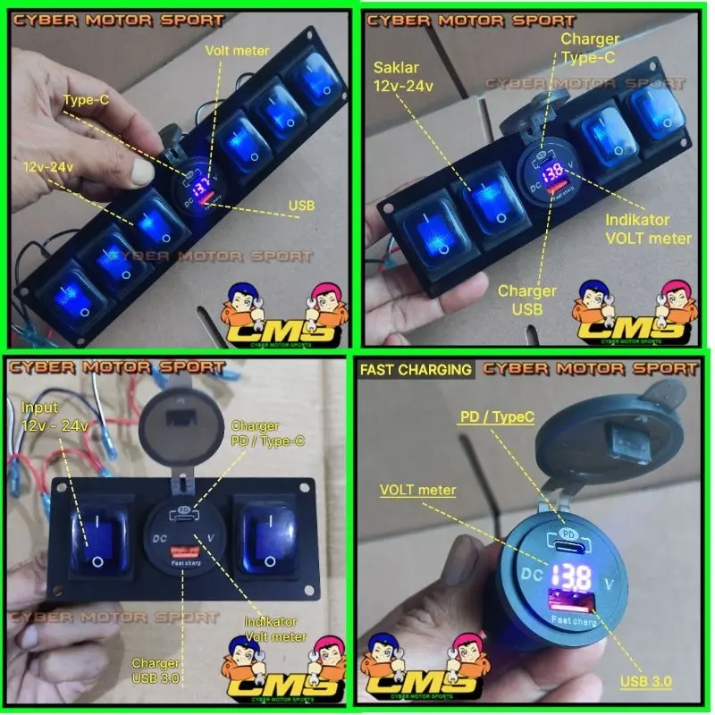 Saklar mobil 12v 24v switch on off universal. switch speaker musik ...