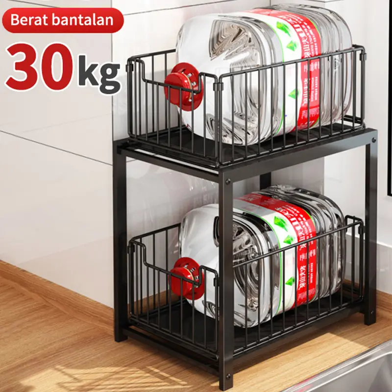 Rak Dapur Bawah Wastafel Kitchen Rack Rak Kabinet Lemari Dapur Keranjang Geser Laci Rak Tarik Rak 5