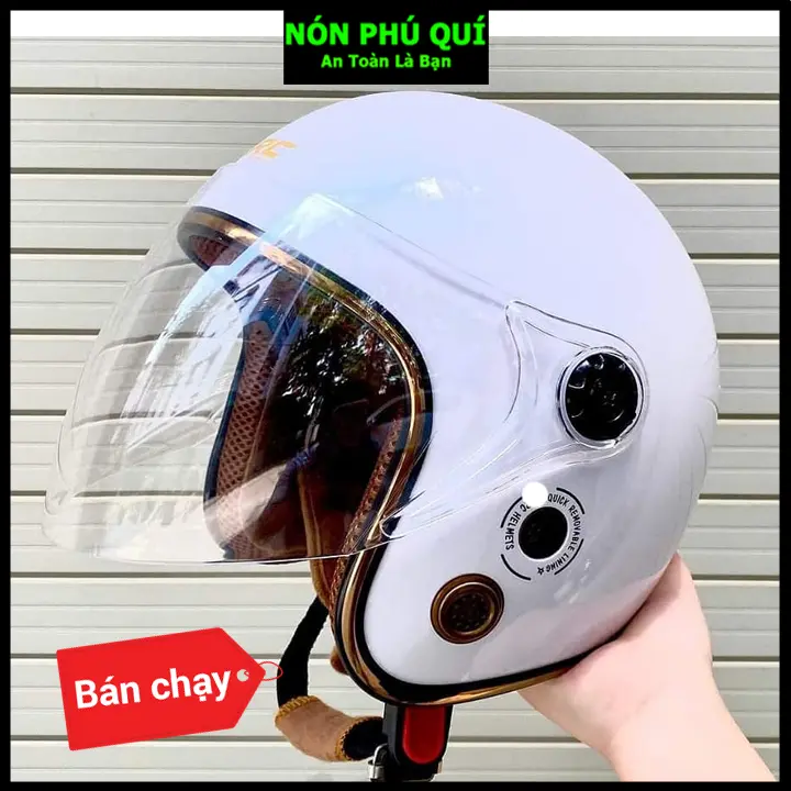 Nón bảo hiểm 3/4 kính dài Phú Quí ĐEN hàng chất lượng dẹp Mh02 2