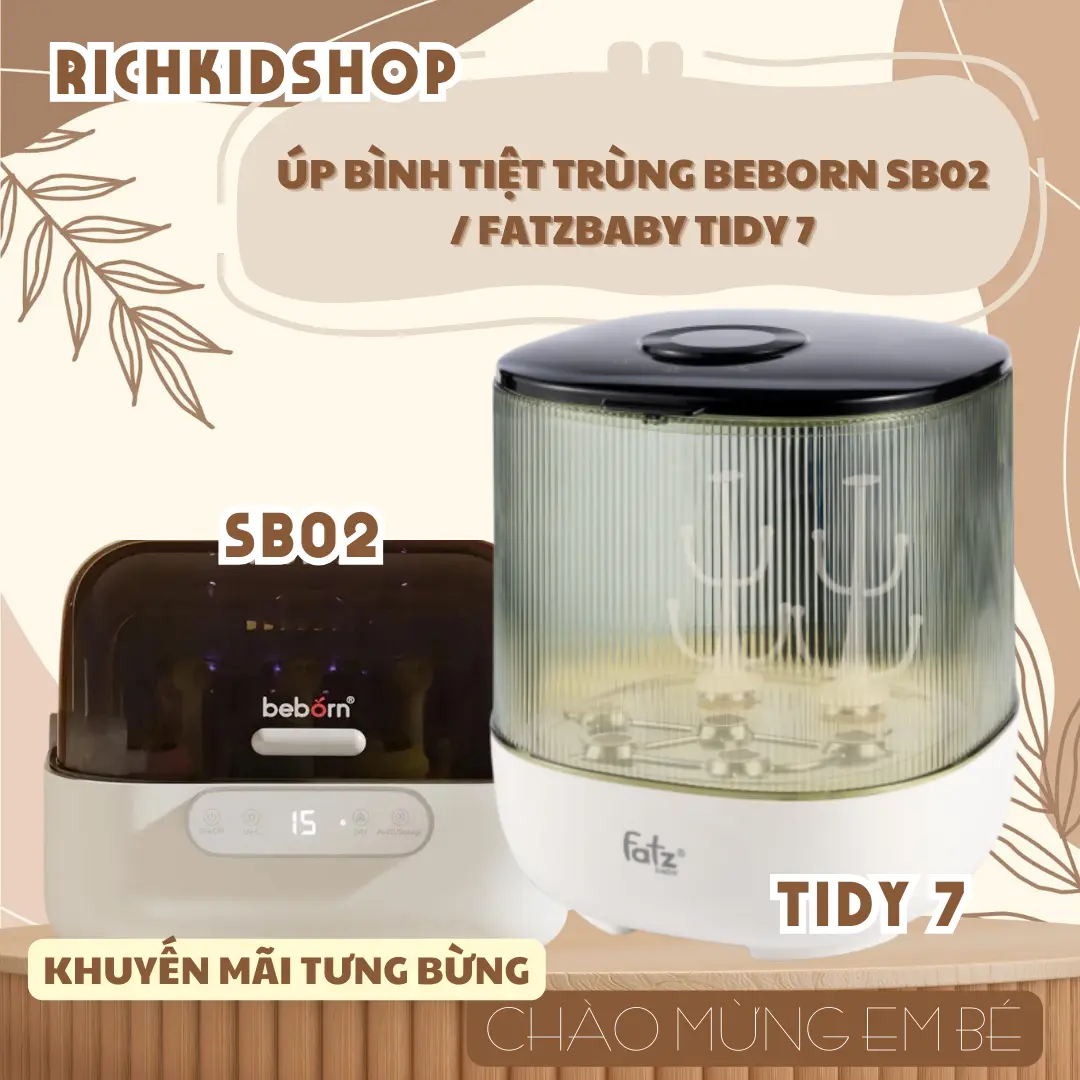 VCT - Úp bình tiệt trùng UVC Fatzbaby Tidy 7 / SB02 mẫu mới - Bảo hành 12 tháng lỗi sản xuất