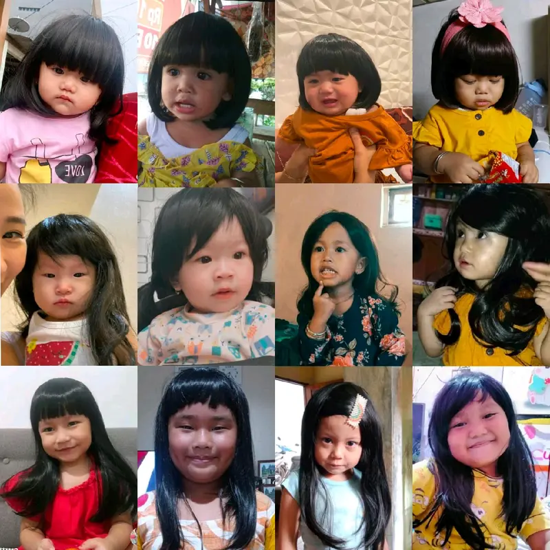 Wig Anak Perempuan Rambut Palsu Cantik Fashion Poni 1
