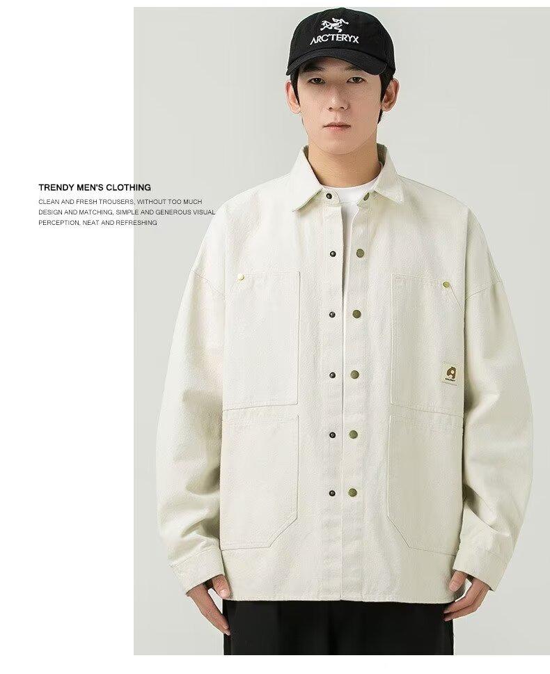 Product Introduction of Men's washed vintage long sleeve work shirt Artistic style cotton large size shirt jacket 7