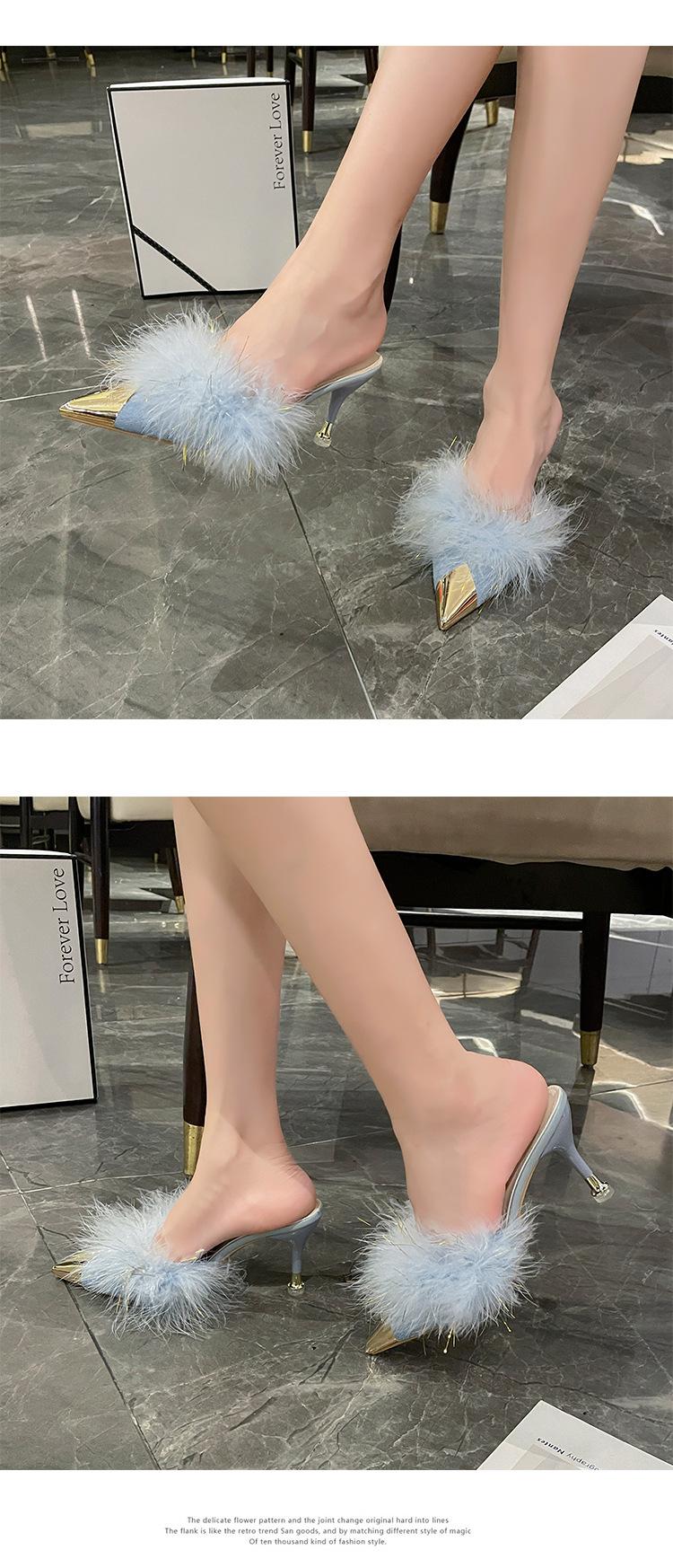 Product Introduction of Dép Lê Có Tóc Baotou, Dành Cho Nữ, Phong Cách Mới 2024, Mũi Nhọn, Mũi Kim Loại, Gót Mỏng, Ngọt Ngào Và Thanh Lịch, Thích Hợp Cho Phong Cách Lười Biếng Và Nửa Trái Tim 22