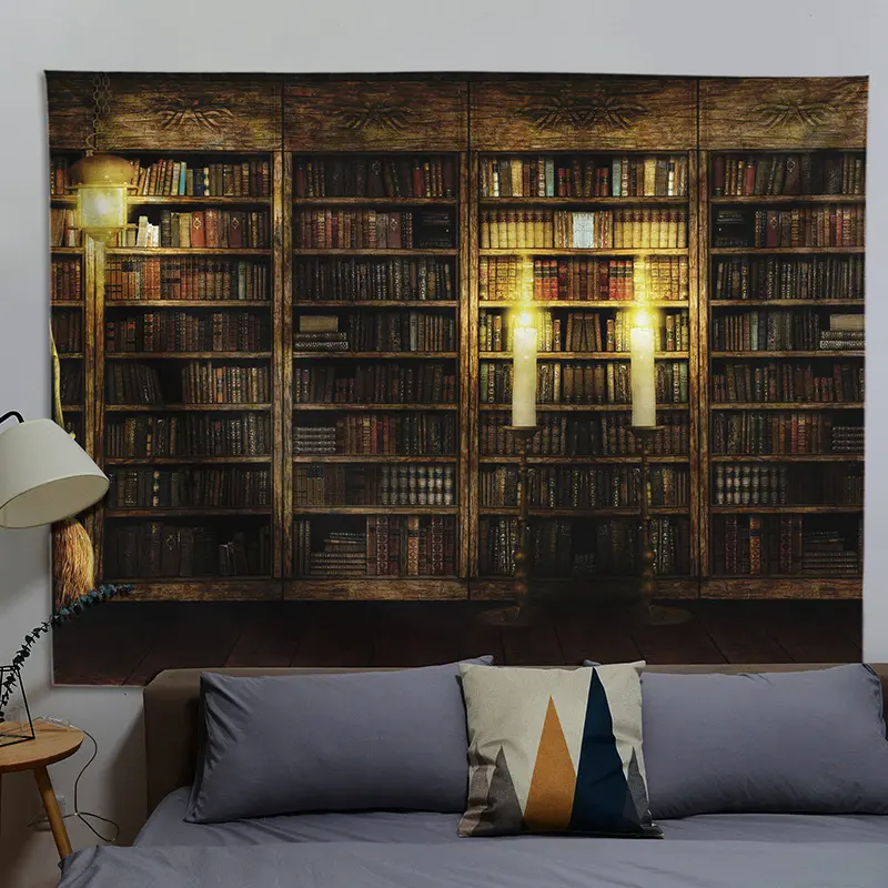 Giá Sách Cổ Điển Chủ Đề Harry Potter, Thiết Kế Nền Tảng Nửa Bậc 9 Và Ba Phần Tư, Vải Treo, Vải Nền Chụp Ảnh Đồ Trang Trí Nhà Cửa 0