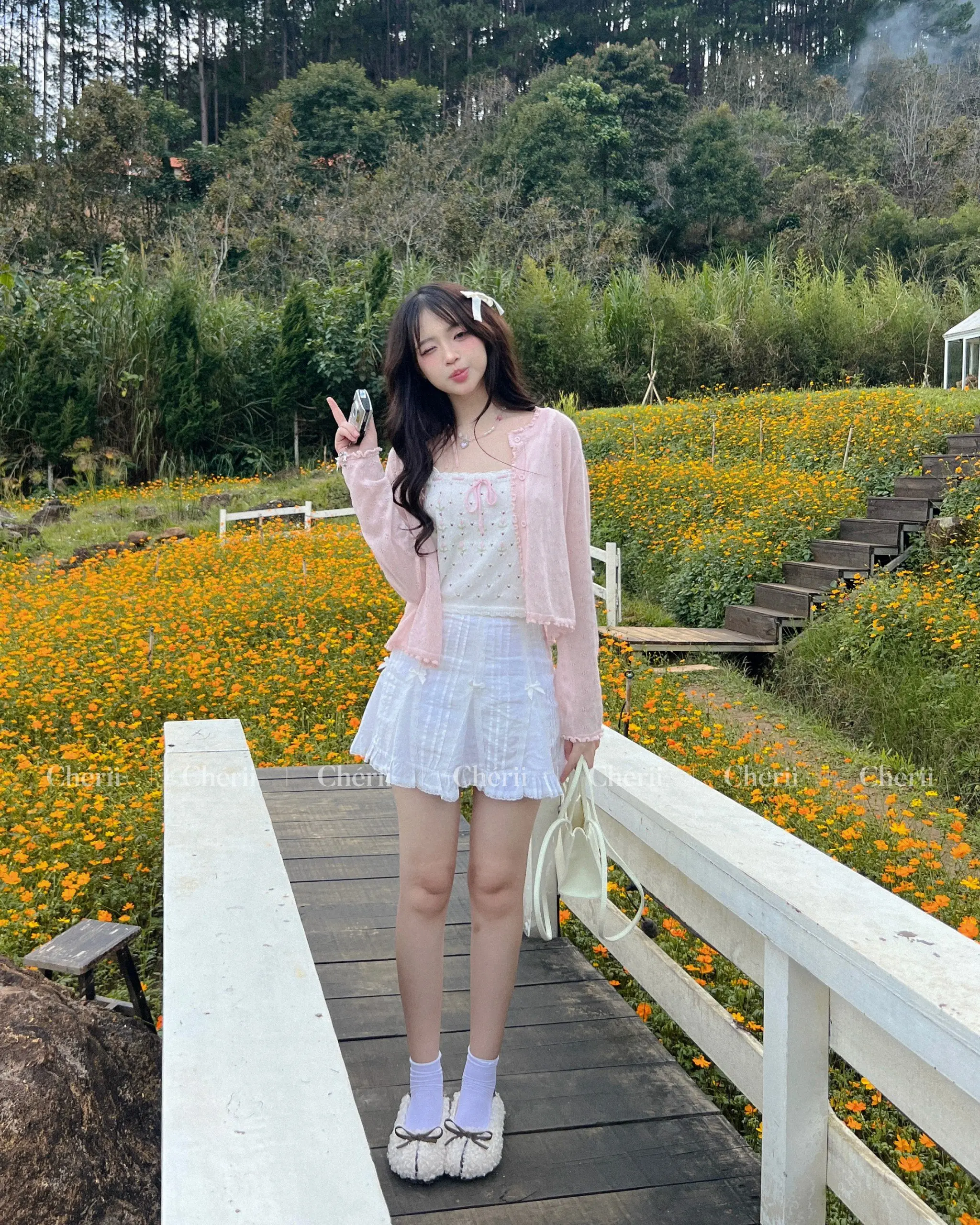 Áo Khoác Cardigan Hồng Mùa Hè Che Bắp Tay Dễ Phối Đồ - Strawberry Cream Cardigan (Ảnh thật Chérii chụp)