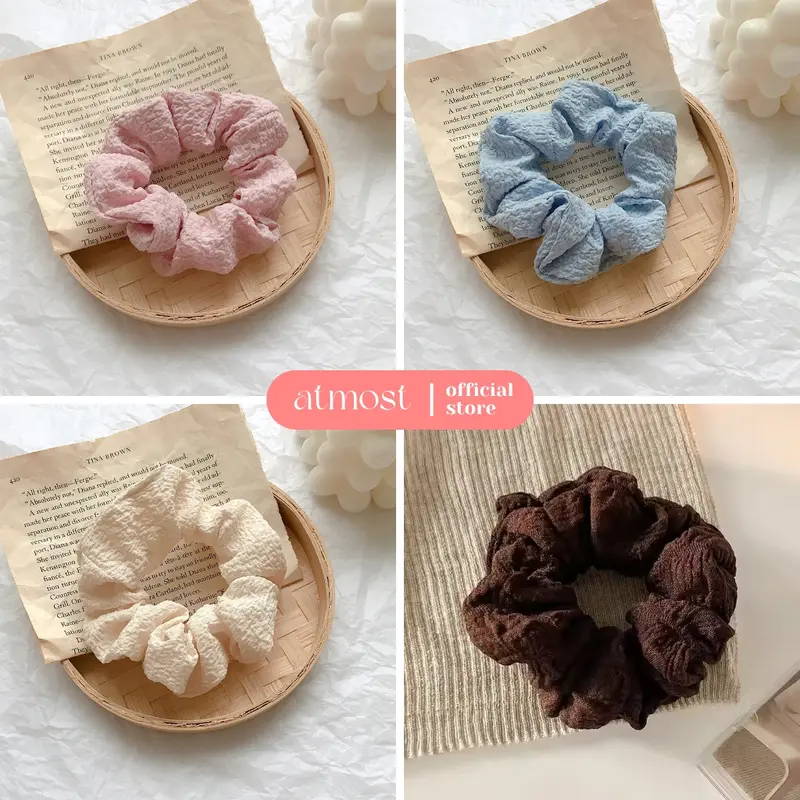 Dây Buộc Tóc Scrunchies Atmost Họa Tiết Caro Cao Cấp Phong Cách Hàn Quốc Phụ Kiện Tóc Nữ - Women, Hoa Chun 3