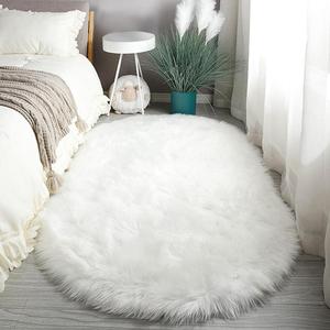 Alfombra moderna de color sólido en forma ovalada, suave y esponjosa, 1 pieza antideslizante de piel sintética, ideas de regalos de cumpleaños, decoración de verano