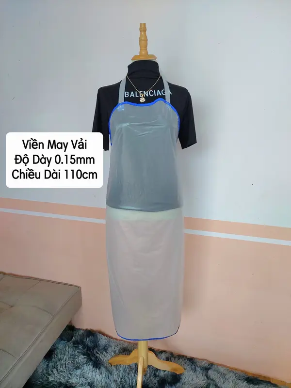 [ Loại Viền May Vải ] Tạp Dề Nhựa Chống Thấm Nước, Yếm Nhựa Thủy Sản, Viền May Vải. PVC Phòng vệ sinh bao  tay 0