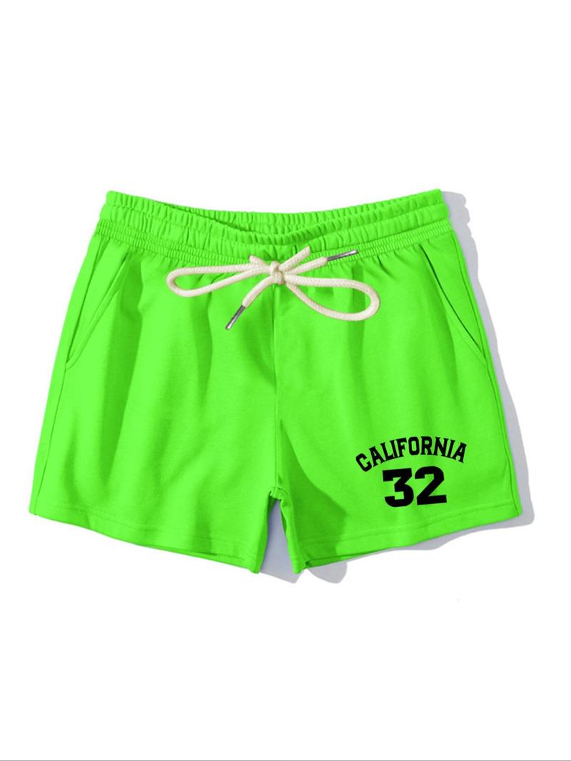 Product Introduction of Men's Letter & Figure Print Drawstring Waist Shorts, Regular Fit Casual Pocket Design Shorts for Summer, Men's Bottoms for Daily Wear 7