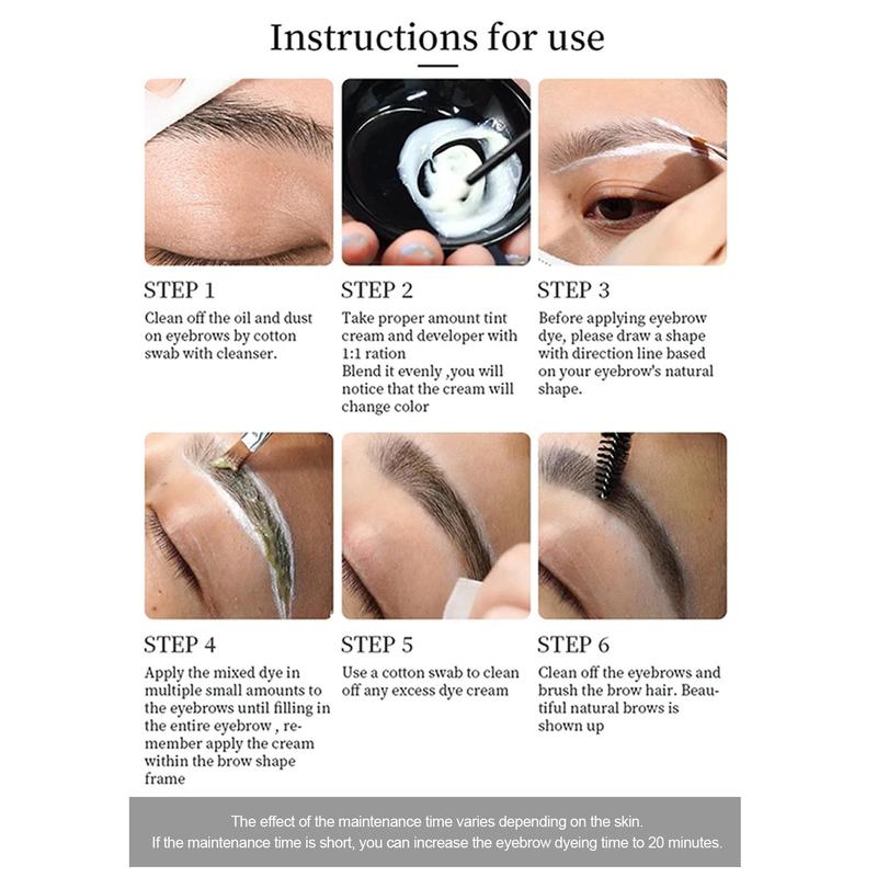 Product Introduction of Henna Brow Dye Color Cream Set, 1 Long Lasting Brow Tint Cream & 1 Brow Developer & 3 Lip Brush & 3 Mascara Brush & 1 Paste Spoon & 1 Pair Disposable Gloves, Valentine's Day Gift, Makeup Products 18