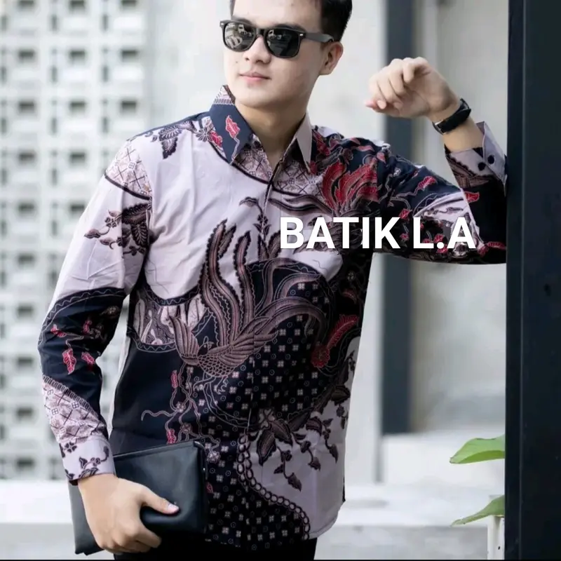 KEMEJA BATIK MOTIF BEDAK ABU MOCCA  Lapis Furing Halus Estetik Katun Nyaman 4