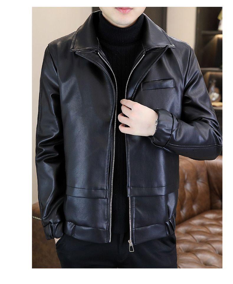 Product Introduction of High-End Leather Men's Casual Jacket Korean-Style Slim-Fit Motorcycle Clothing Leather Jacket Long-Sleeved Jacket Cold-Proof Raccoon Coat Parent 37