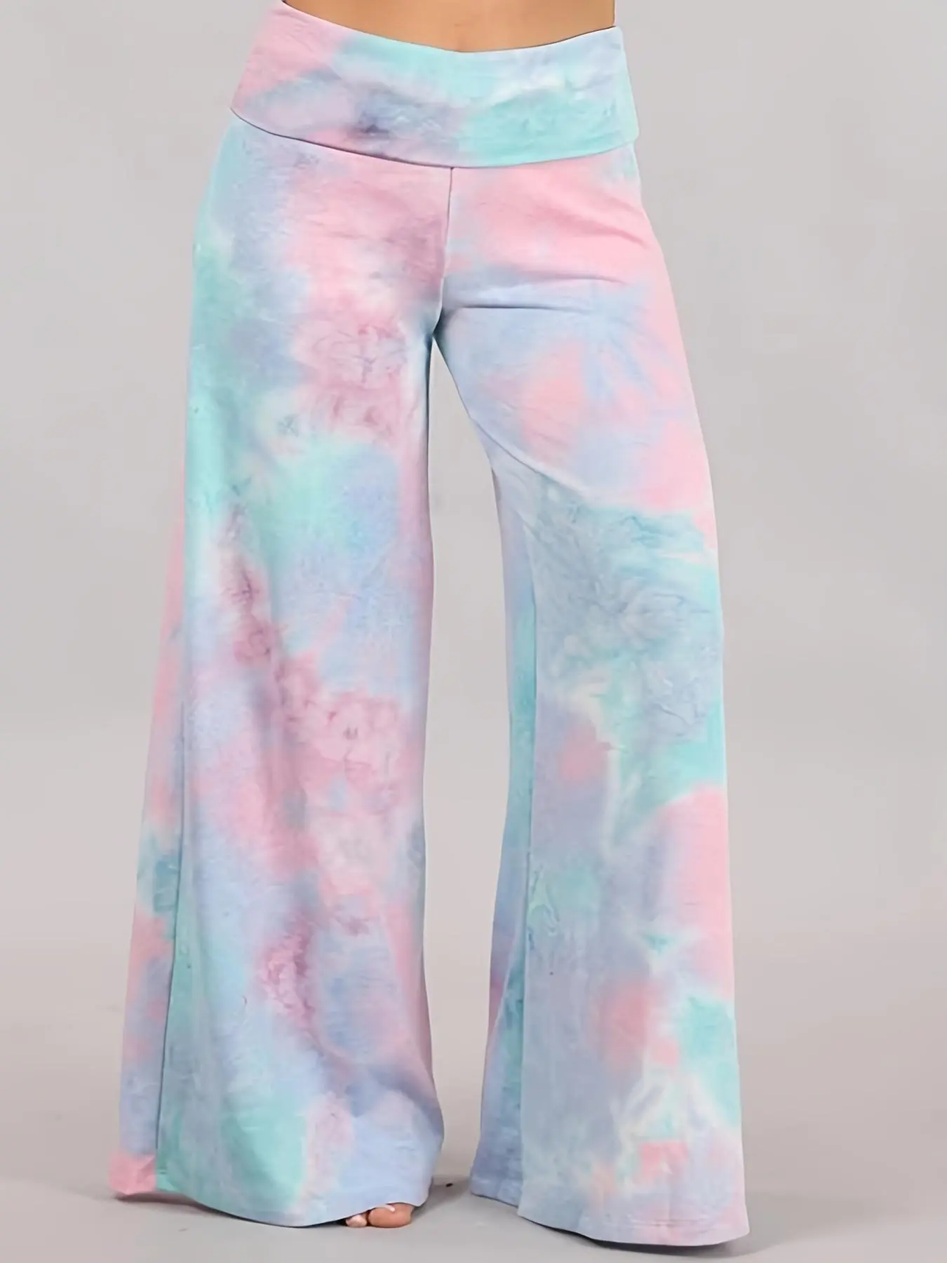 Plus Size Tie Dye Print Wide Leg Pants, Boho Casual Comfy  Bottom Trousers for Daily Holiday Vacation Wear, Women's Bottoms for All Seasons