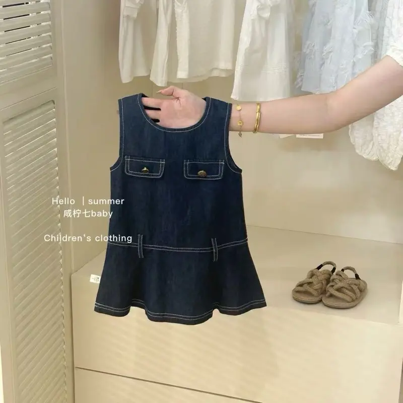 Váy bò denim bé gái đuôi cá sz 100-140 chất liệu mềm không phai