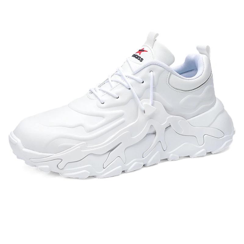 Customization Men Fashion Casual Sports Sneakers Lightweight Leather Thick Sole Blank Running Walking Shoes for Women Closed Trainers_voghion.com