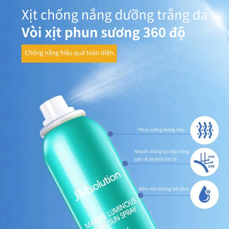 JMsolution Hàn Quốc là dòng sản phẩm xịt chống nắng SPF50+ trắng da và giữ ẩm thích hợp sử dụng cho toàn thân Sản phẩm có kết cấu nhẹ nhàng không nhờn dính bioreuv 2