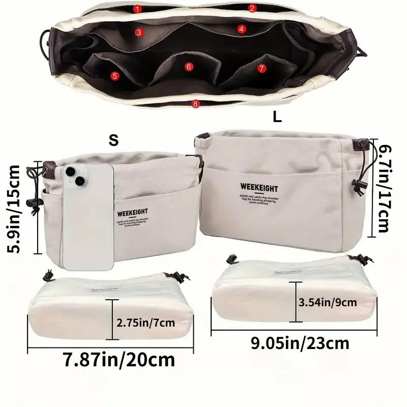 Canvas Storage Bag, 1 Count Lightweight Portable Travel Storage Bag with Drawstring, Large Capacity Inner Pocket Organizer for Indoor & Outdoor 1