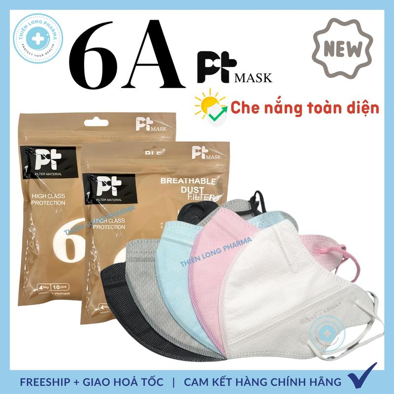 Combo 200 Cái Khẩu trang 6A PT Mask - Khẩu trang chống nắng 4 lớp dày dặn kháng khuẩn kiểu dáng thời trang