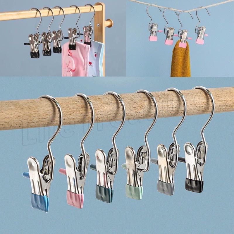 Móc Đơn Phơi Khẩu Trang, Vớ, Găng Tay, Tất Chất Liệu Hợp Kim Đầu Kẹp Bọc Cao Su…