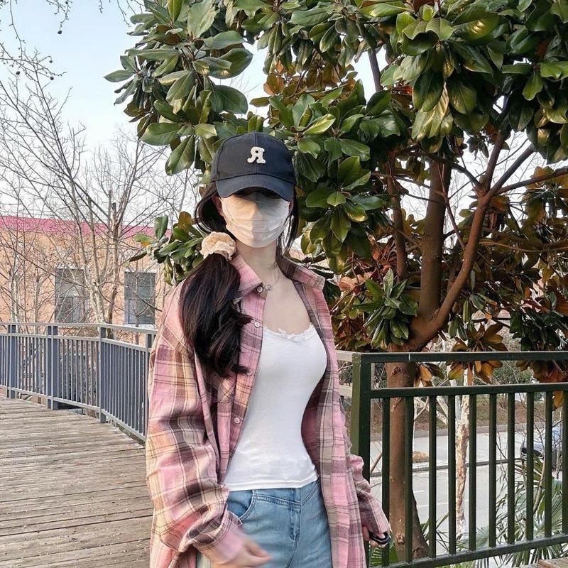 Áo sơ mi nữ kẻ form rộng tay dài 1